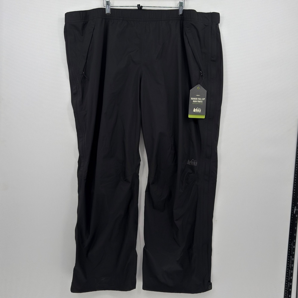 REI Rainier Full Zip Rain Pants Womens 3X Black Waterproof Hiking Gorpcore NEW
